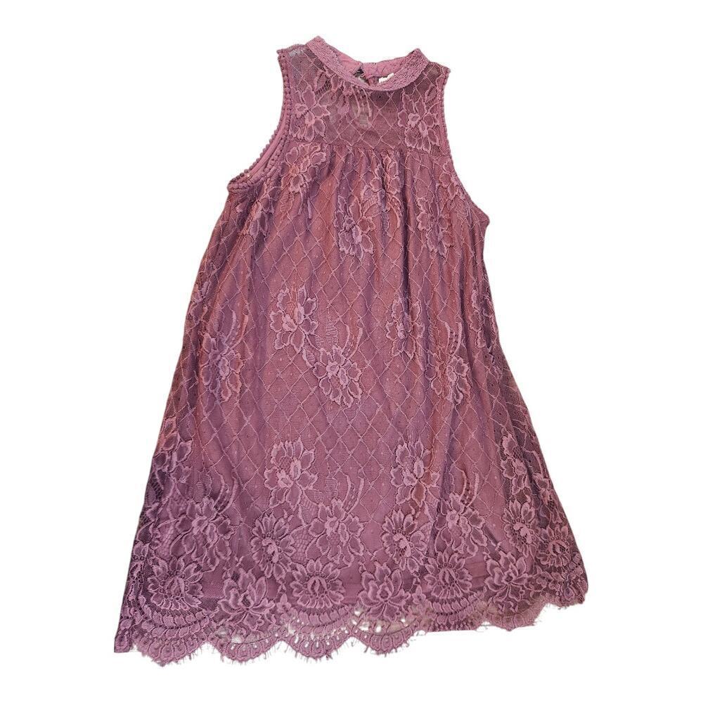 Coco & Jaimeson womens sz medium maroon lace sleeveless dress lined mini‎